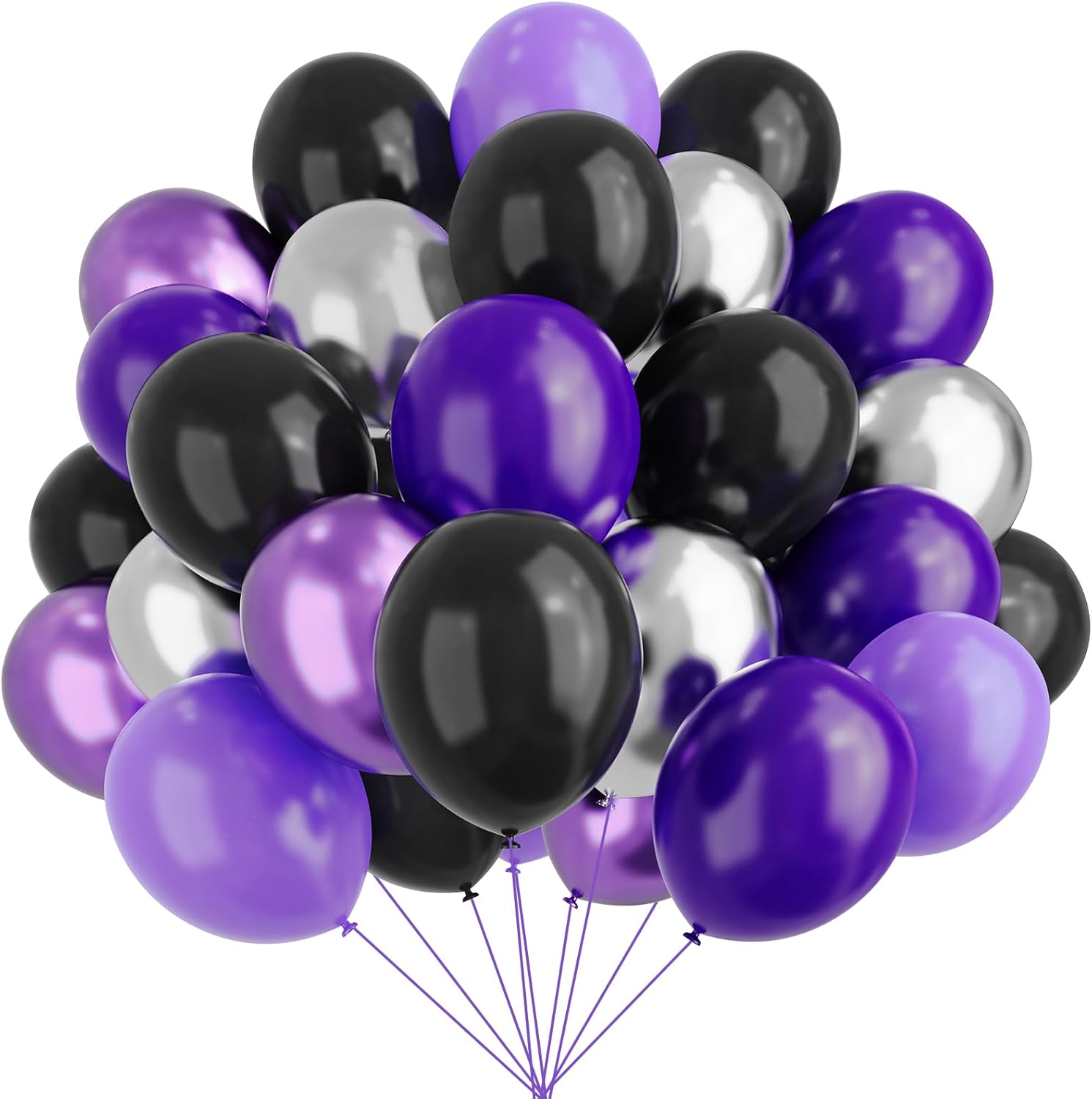 Purple and Black Balloons 67pcs 12 Inch Party Decorations