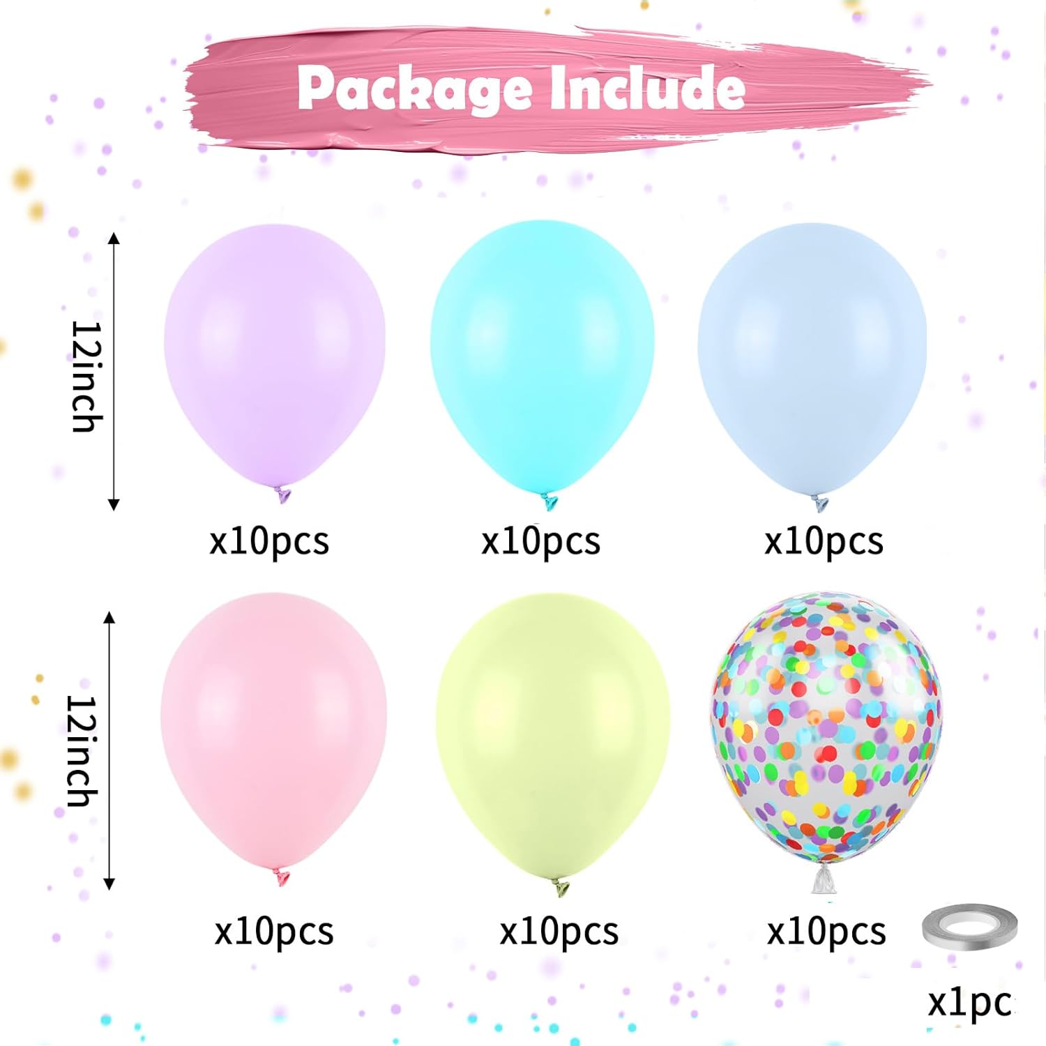 12 Inch Pastel Balloons Set for Kids Birthday Parties