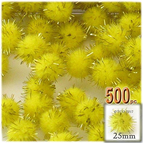 The Crafts Outlet Chenille Sparkly Pom Poms Green Porcupine 25mm 500pc