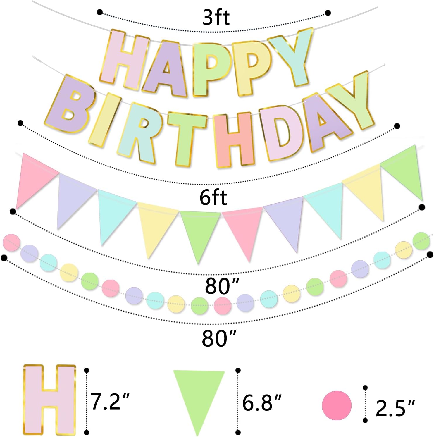 Macaron Birthday Decorations Set - Banners Garland Balls and Streamers