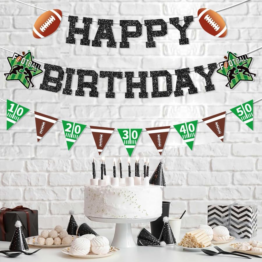 Glitter Football Birthday Decorations Set