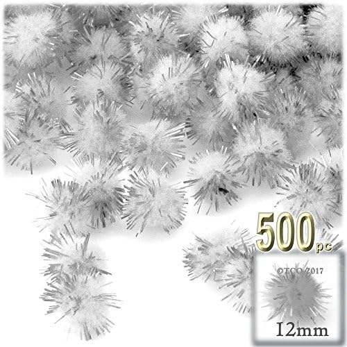 The Crafts Outlet Chenille Sparkly Pom Poms Red 05 Inch 500 Pc