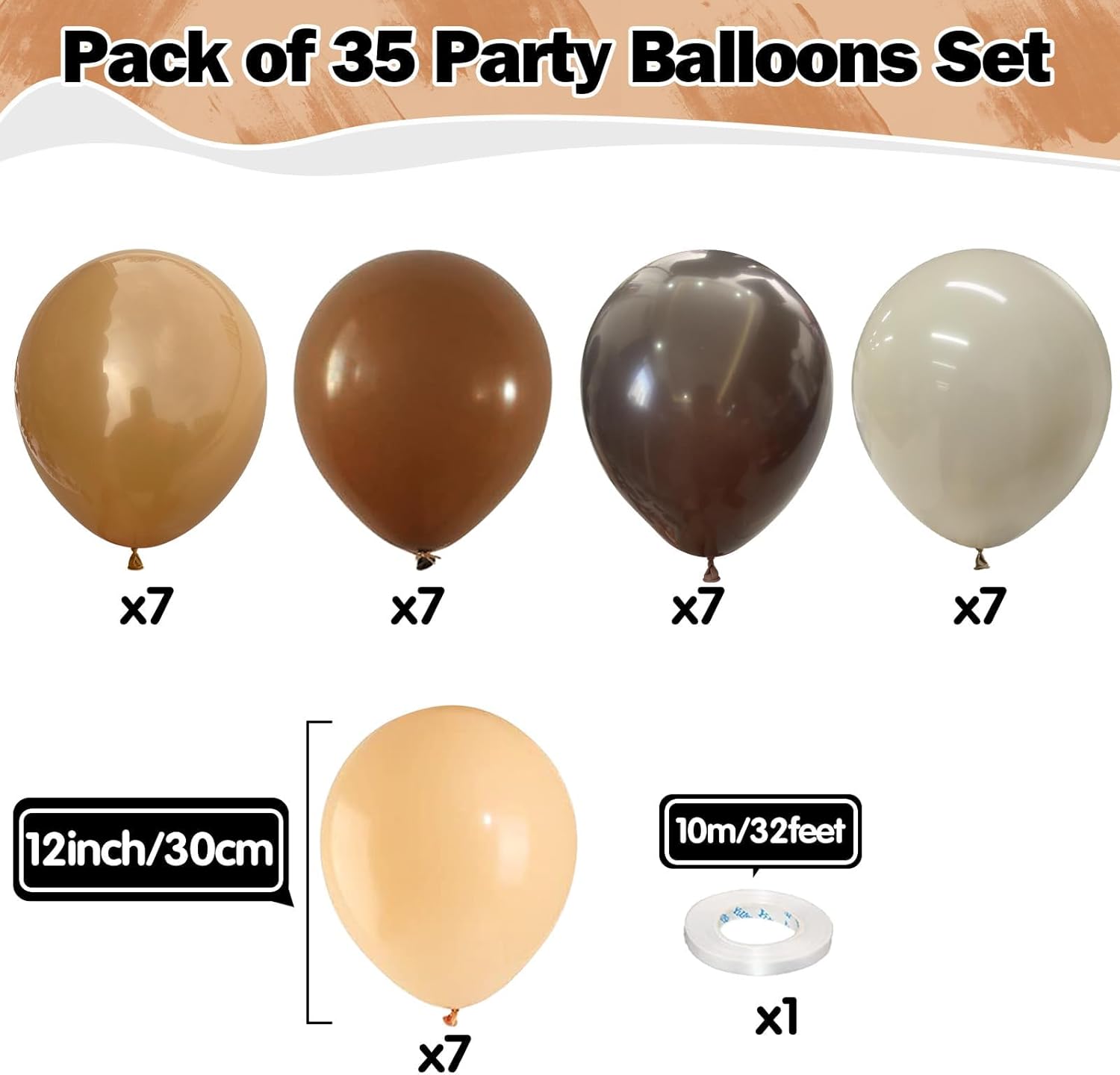Brown Balloons Set 35 Pcs 12 Inch Neutral Party Decorations