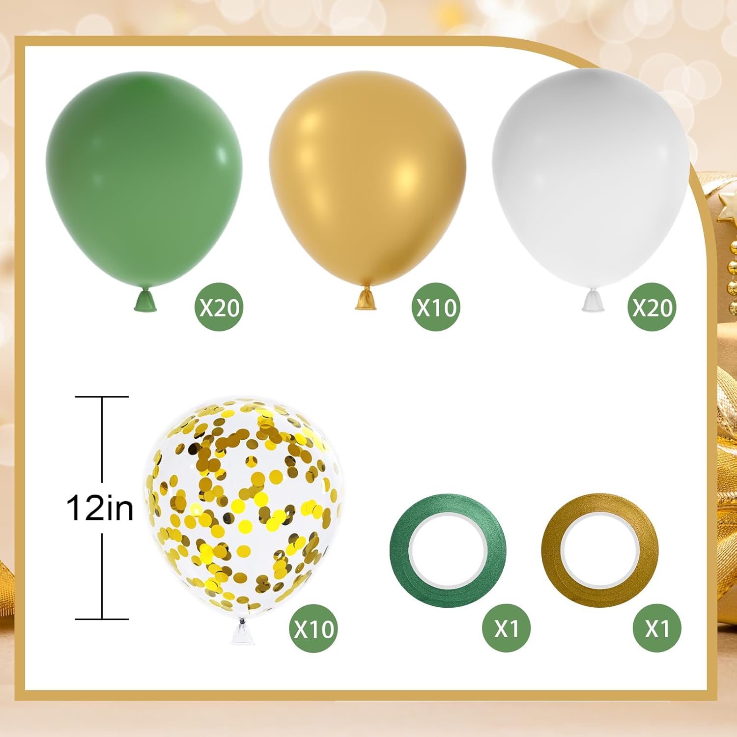 NACHLYNN 60 Pack Sage Green Balloons 12 Inches Party Decor