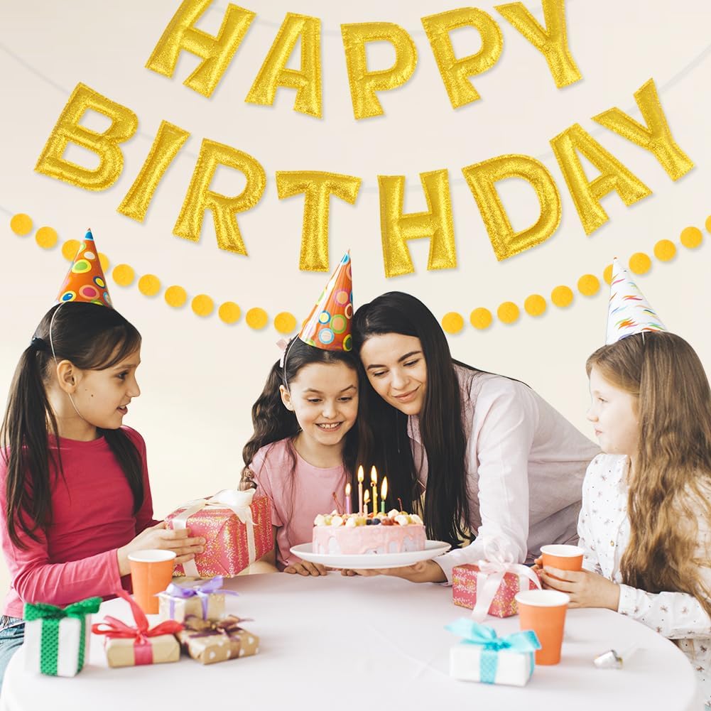 Gold Foil Happy Birthday Banner for Party Decorations