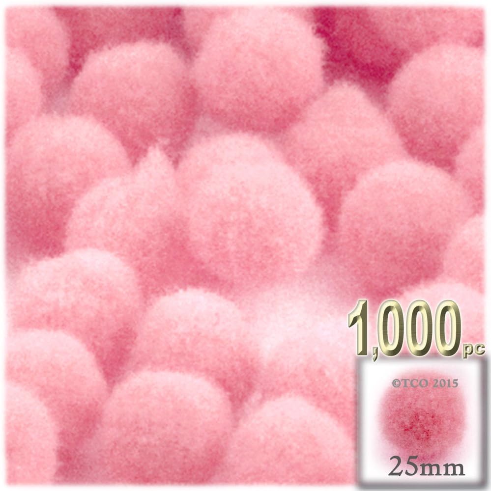The Crafts Outlet 1000 Piece Light Blue Pom Poms 25mm Acrylic Round