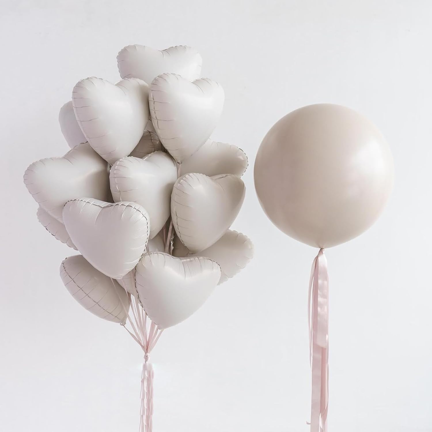 GRESATEK 10Pc Cream White Heart Balloons 18Inch