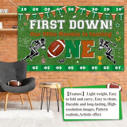 Football 1st Birthday Banner for Boys 5x3ft
