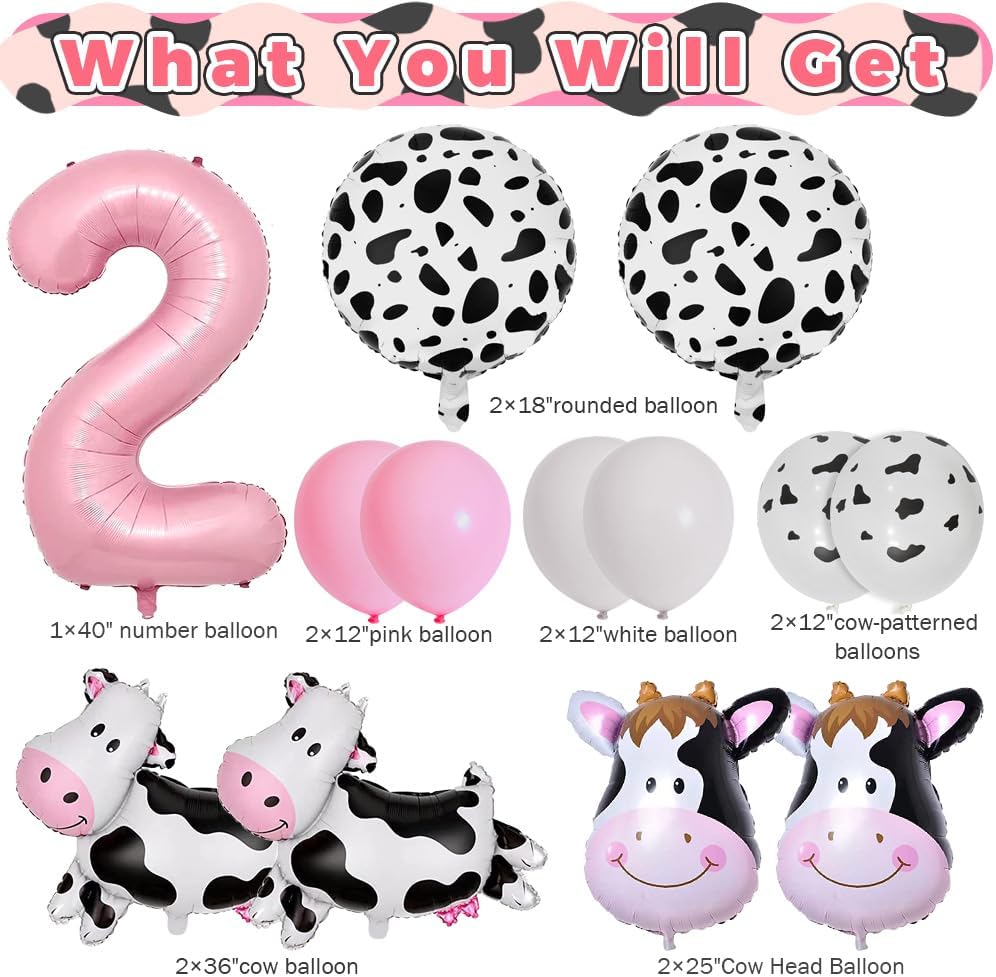 Lousuip Cow Balloons 2nd Birthday Decorations