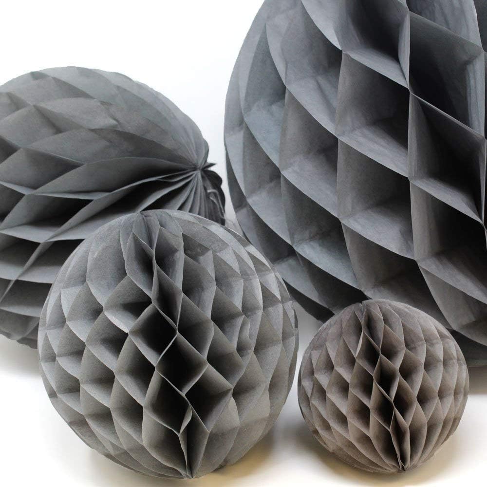 Pack of 3 Paper Honeycomb Balls Grey 10 Inch