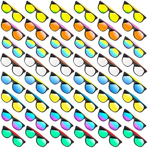 Cawiew 48 Pack Neon Plastic Sunglasses with UV400 Protection