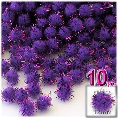 The Crafts Outlet Chenille Sparkly Pom Poms Purple Porcupine 10 Pack