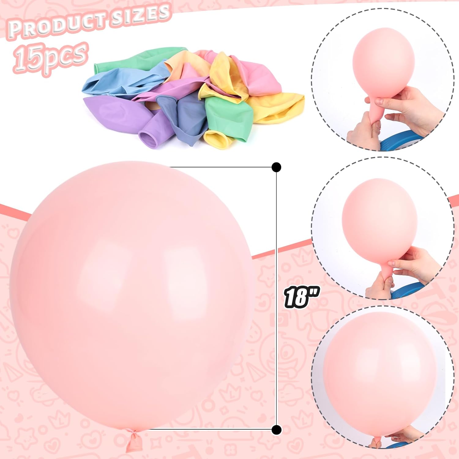 LovesTown 15PCS Pastel Balloons 18inch