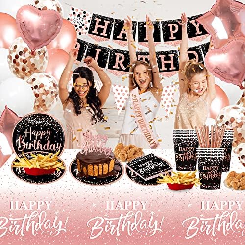 Rose Gold Birthday Decorations for Women - 170pcs