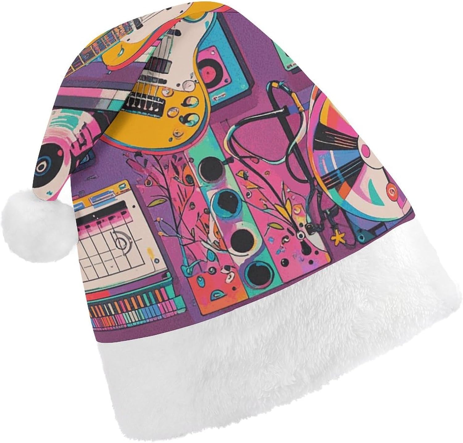 Santa Hat Music Theme Christmas Party Headwear for Adults