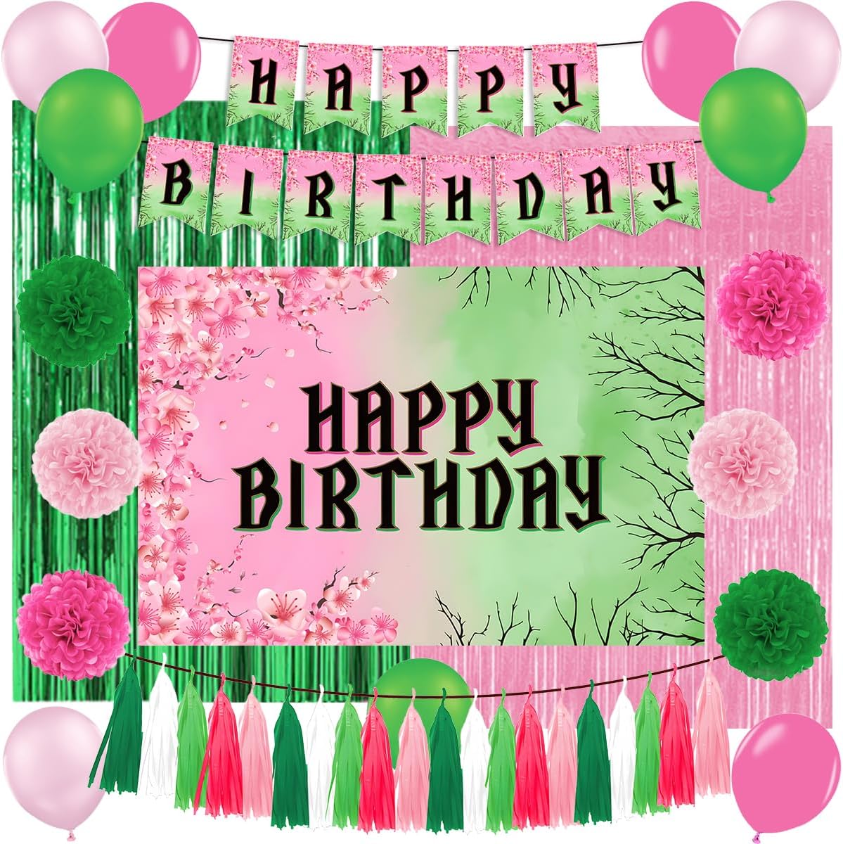 Witch Birthday Party Supplies Set Pink and Green