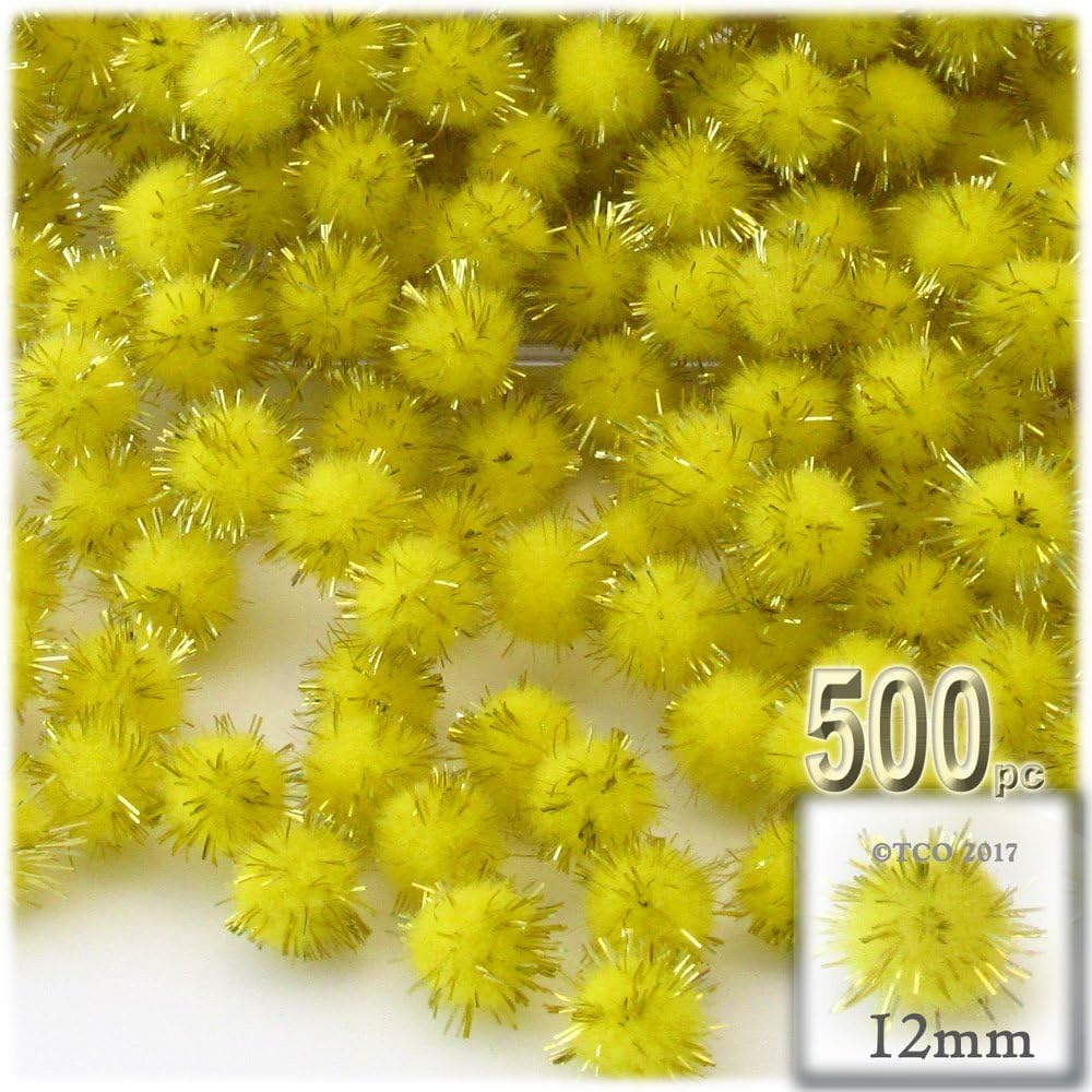 The Crafts Outlet Chenille Sparkly Pom Poms Emerald Green 05-inch 500pc