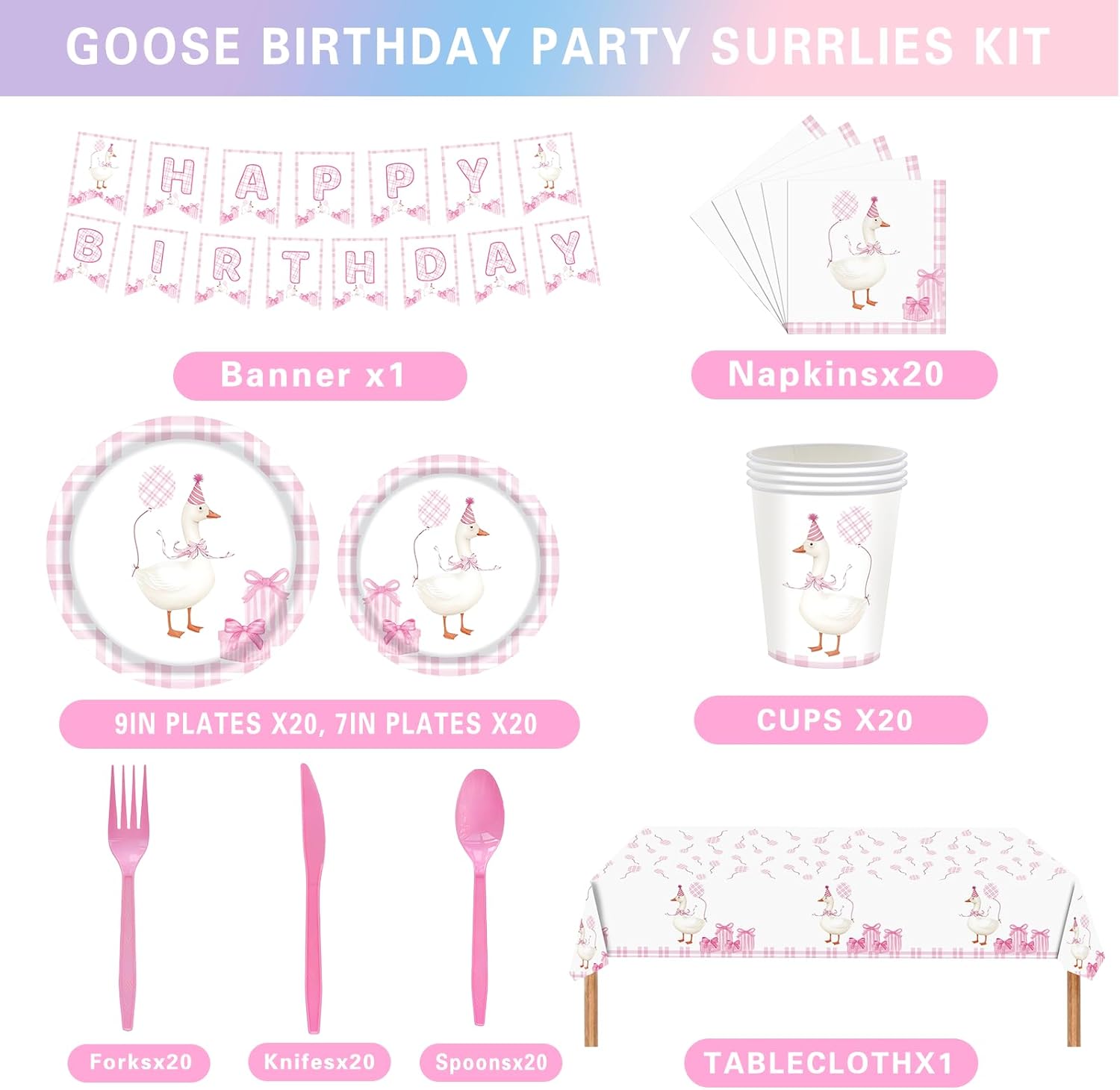 Silly Goose Birthday Supplies Set for Kids