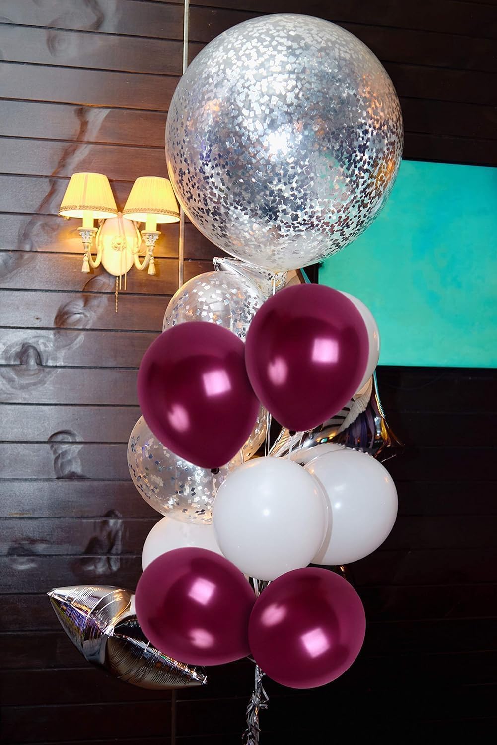 Maroon White Black Burgundy Balloon Decor Set 40Pcs
