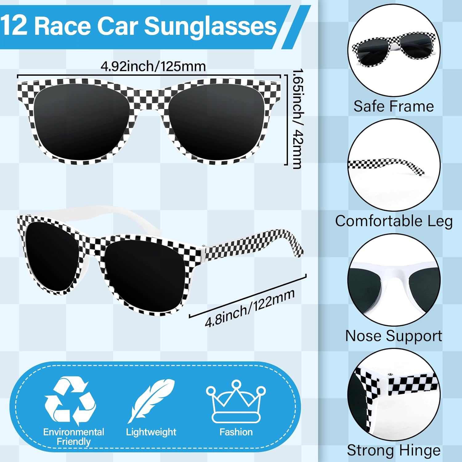 24PCS Race Car Sunglasses Wristbands Party Set