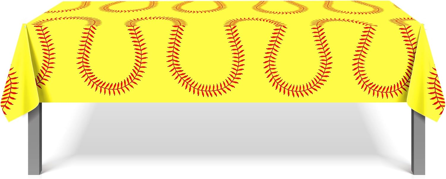 CC HOME Yellow Softball Themed Table Cover 54x87 Inch