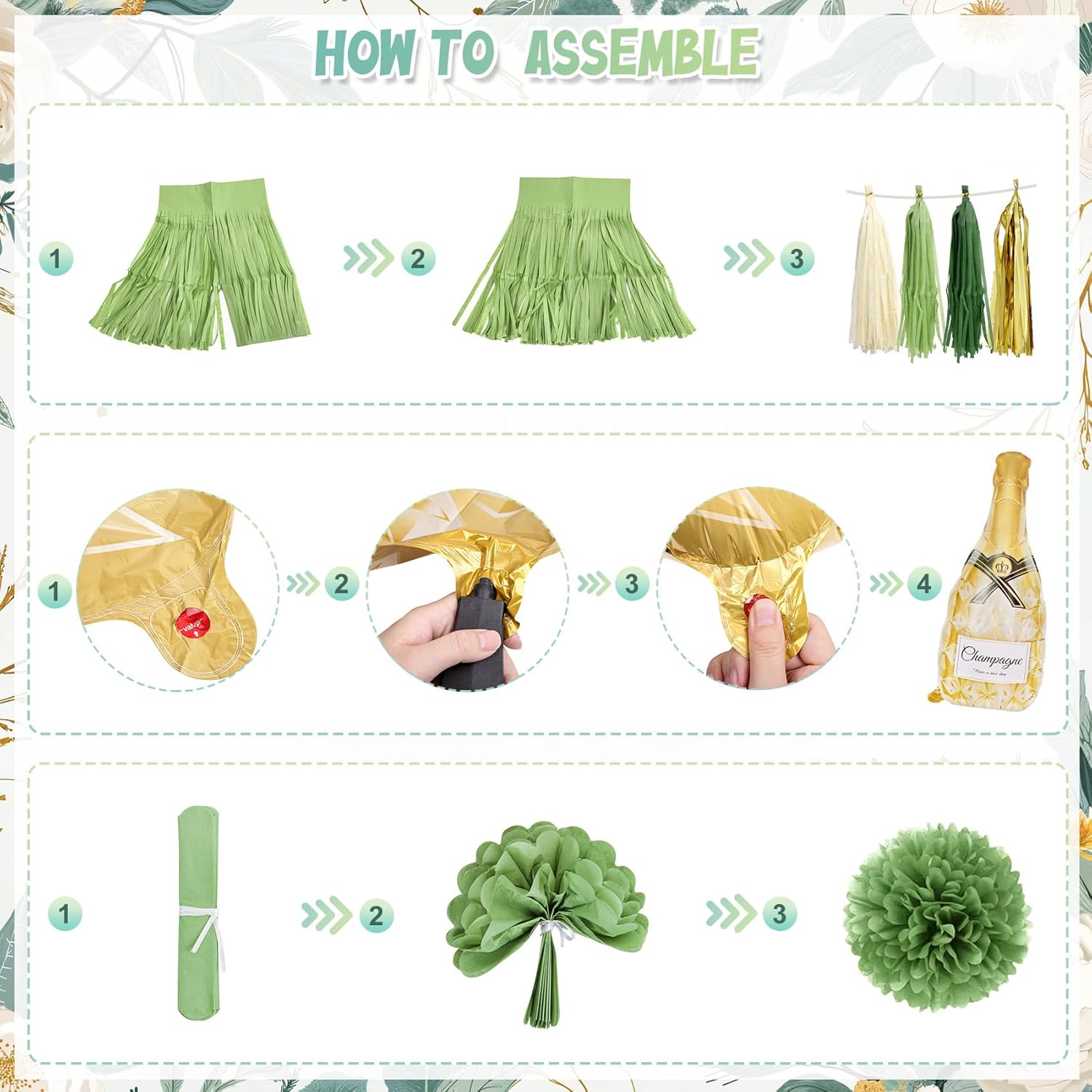 Sage Green Bridal Shower Decorations Set