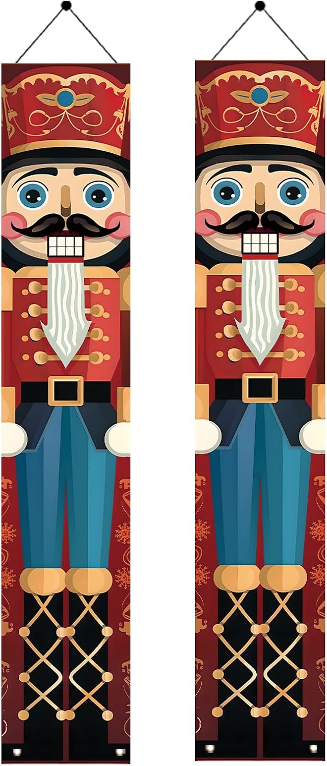 2PCS Christmas Nutcracker Banners for Front Porch