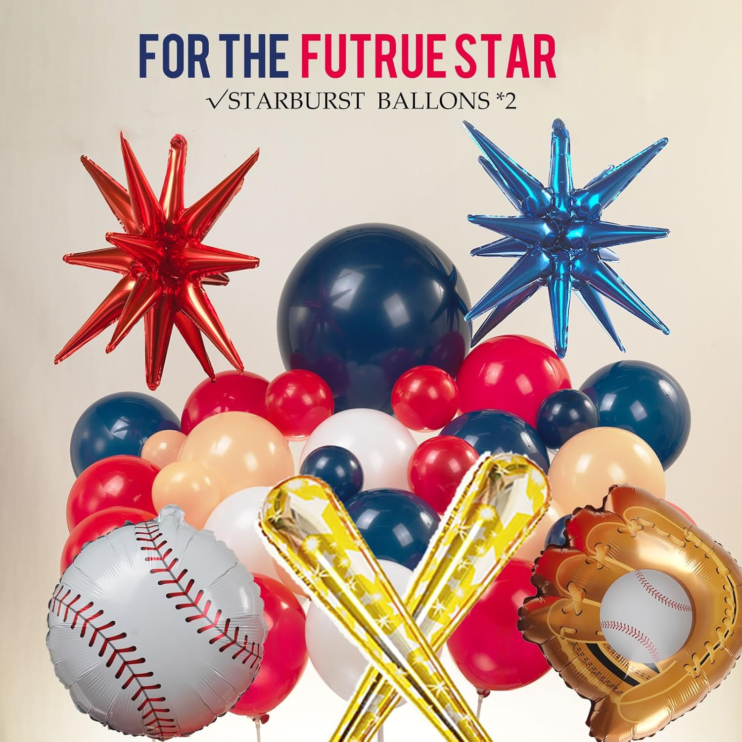 Baseball Balloon Garland Kit 126Pcs with Foil Star Balloons