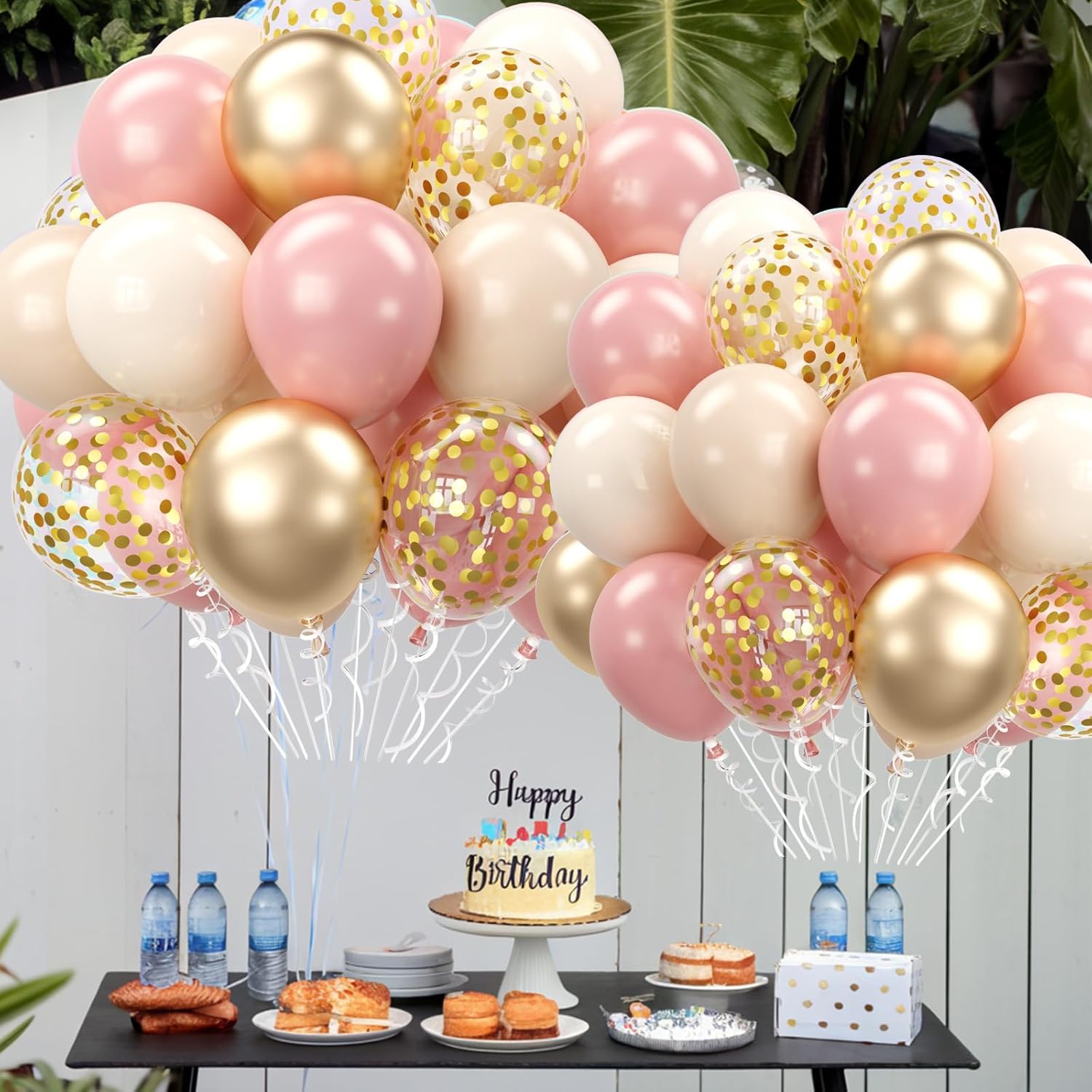 FEYG Blush Pink and Gold Balloons Set