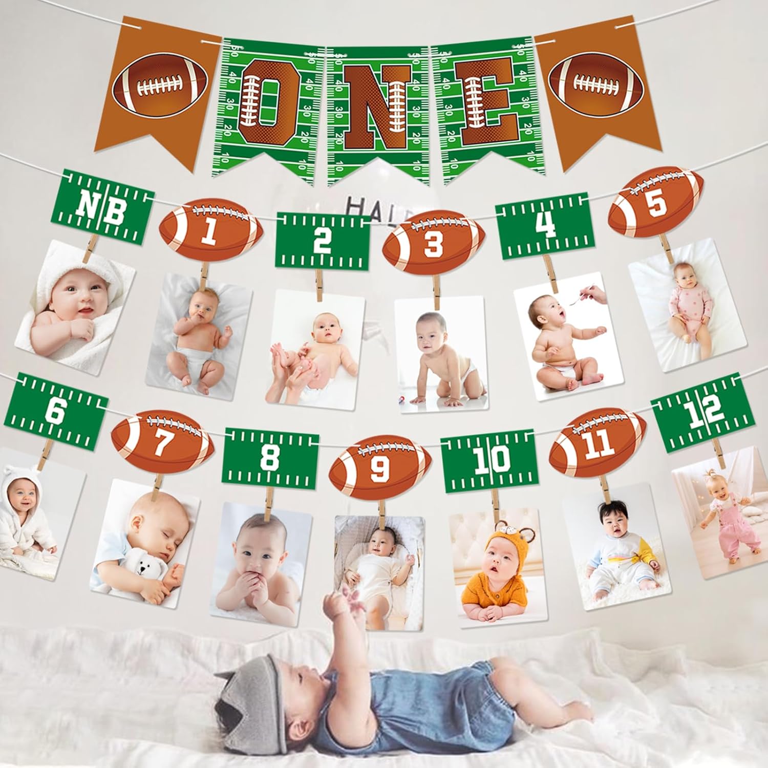 1st Birthday Football Theme Banner Decorations