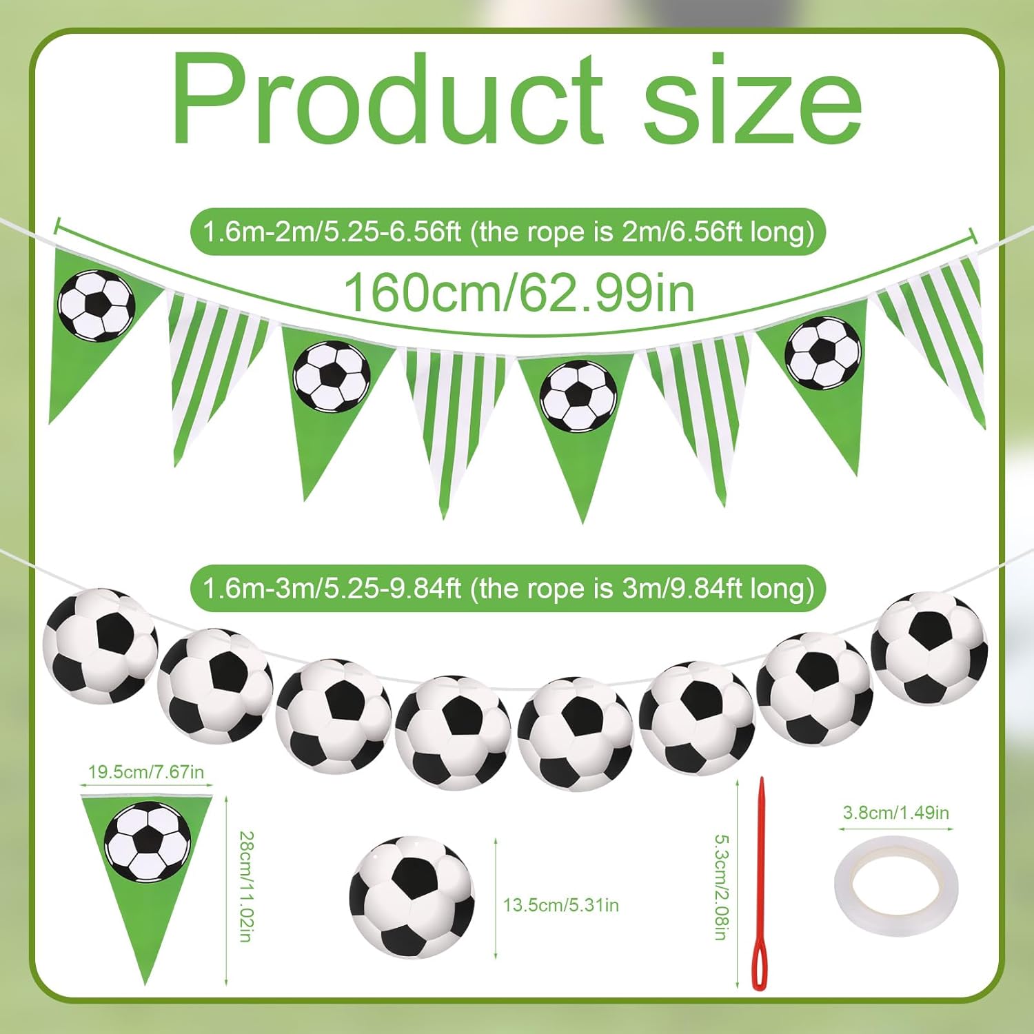 4PCS Soccer Party Banners with Pennant and Round Football Decorations