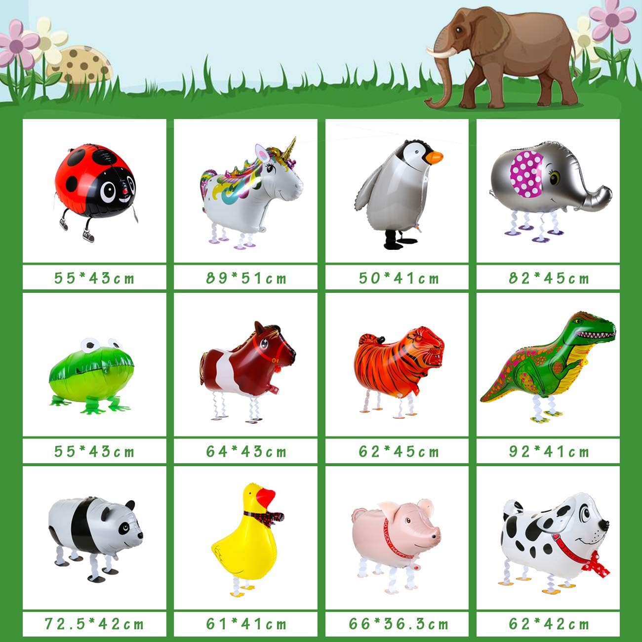 KESOTO 12PCS Cute Animal Balloons for Kids Party