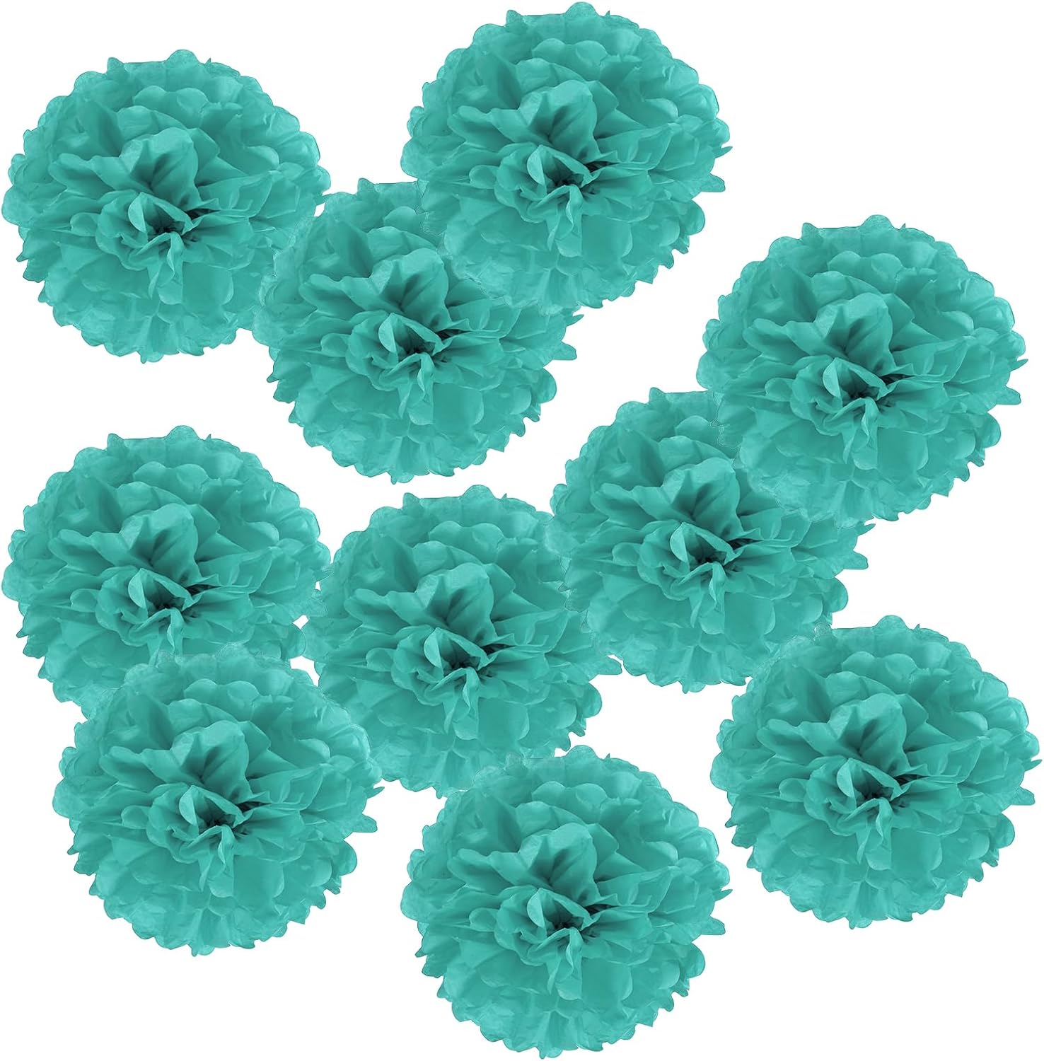 PATIKIL 8 Inch Tissue Pom Poms Flowers 10 Pack Turquoise