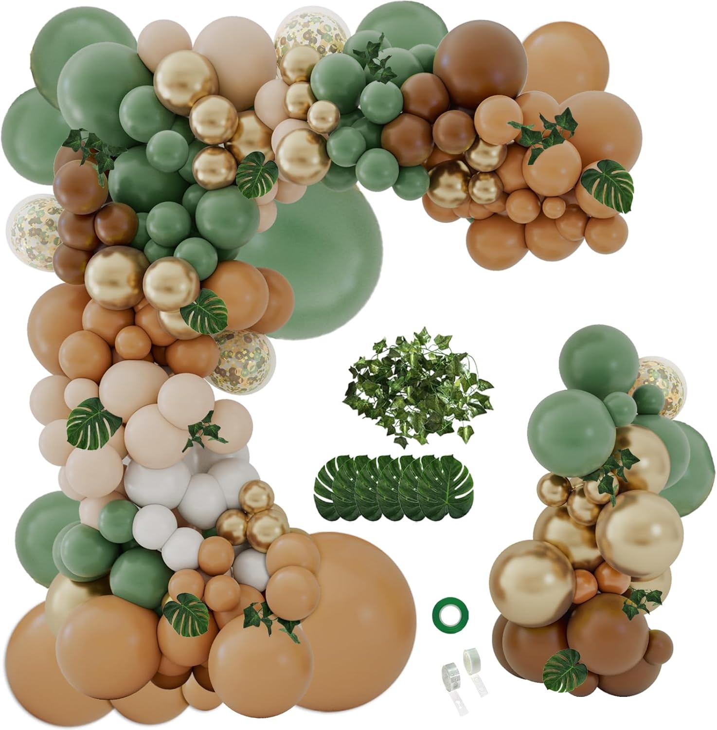142PCS Safari Balloon Garland Kit with Leaves and Strips