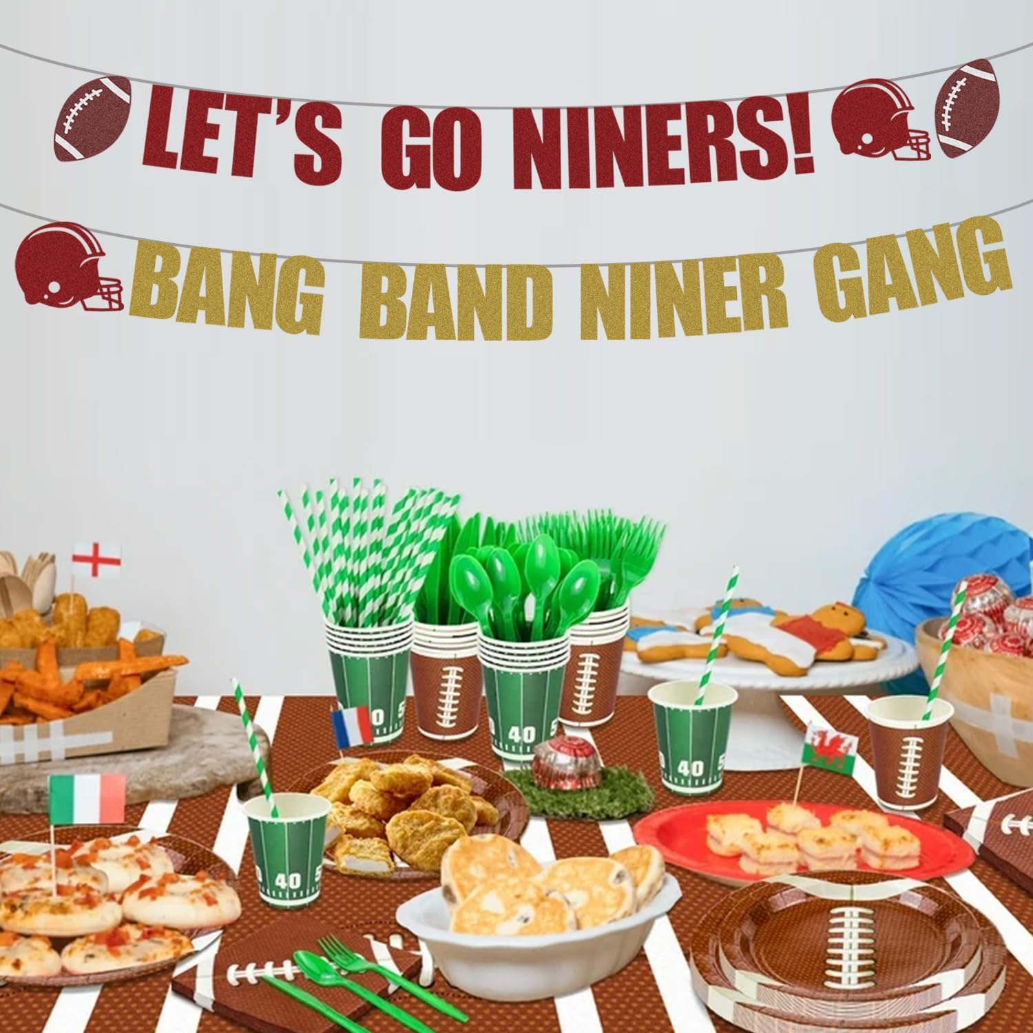 Lets Go Niners Glitter Banner Football Decor