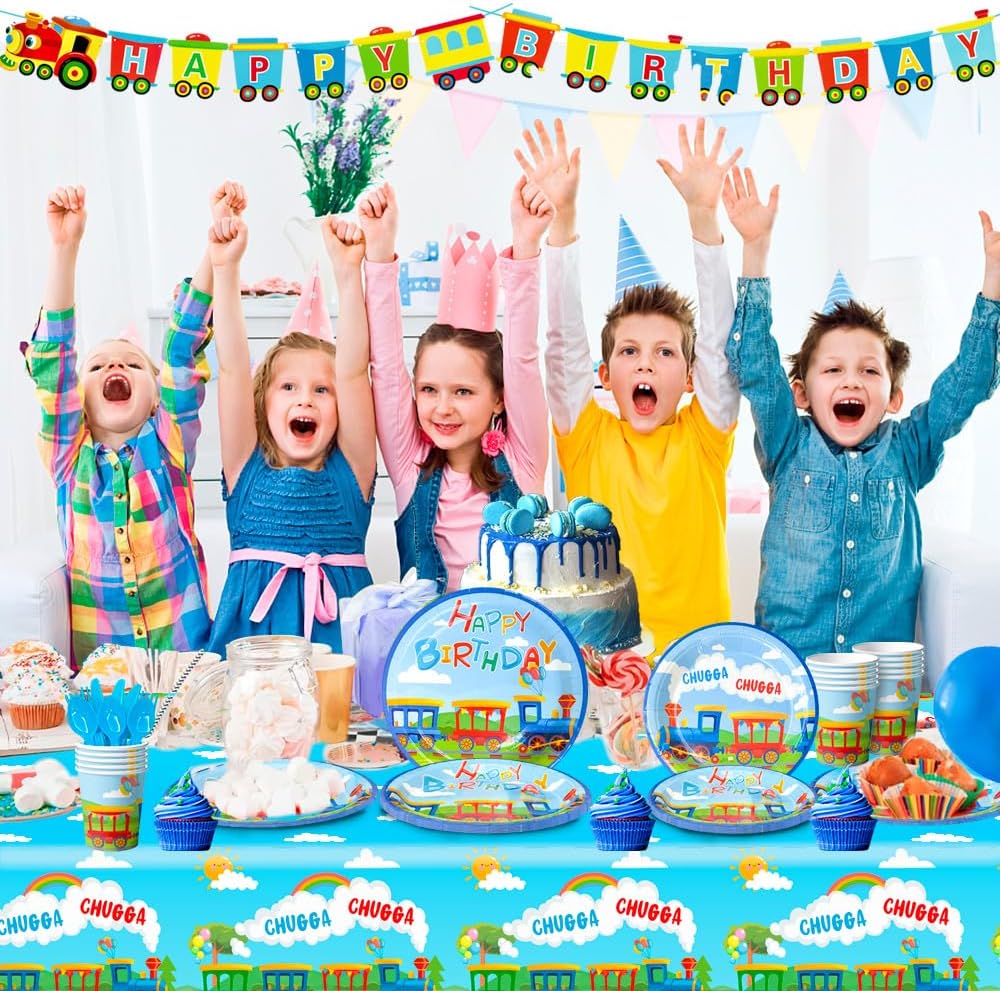 Train Birthday Party Supplies 128pcs Set