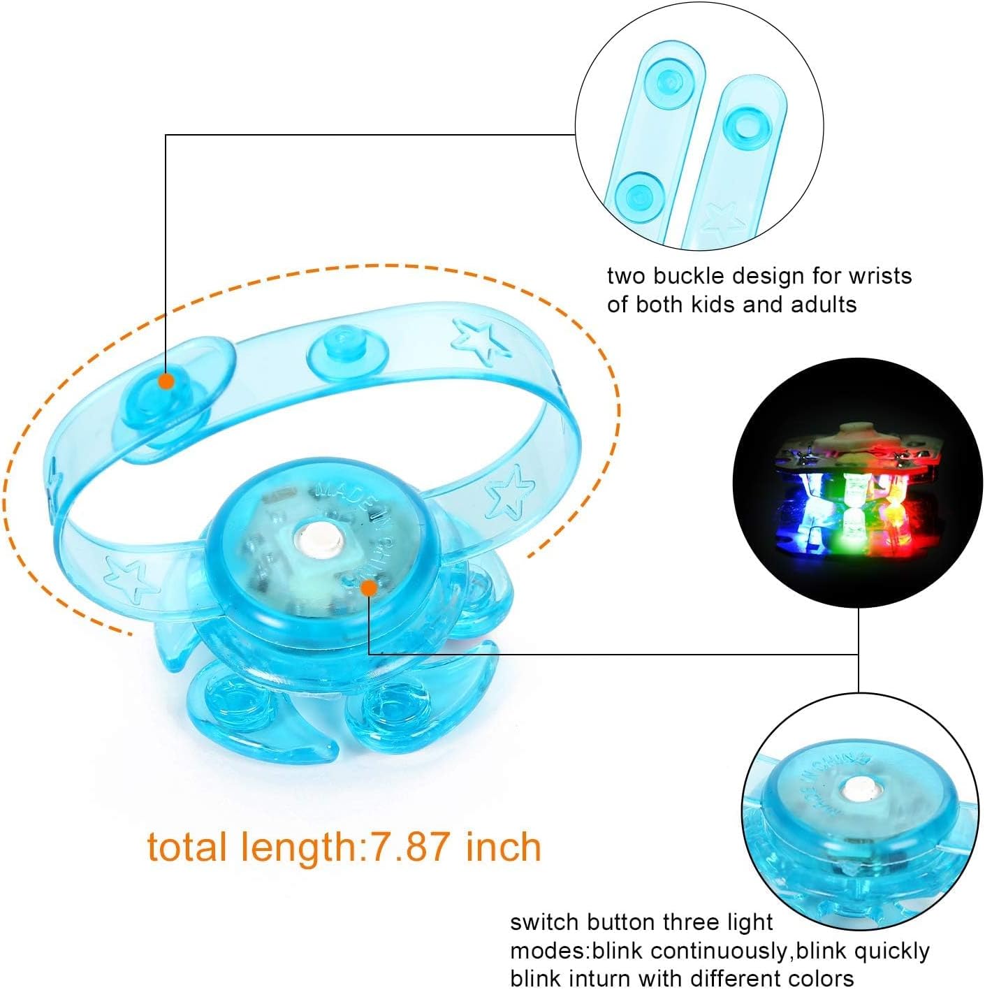 32 Pack LED Light Up Fidget Spinner Bracelets for Kids