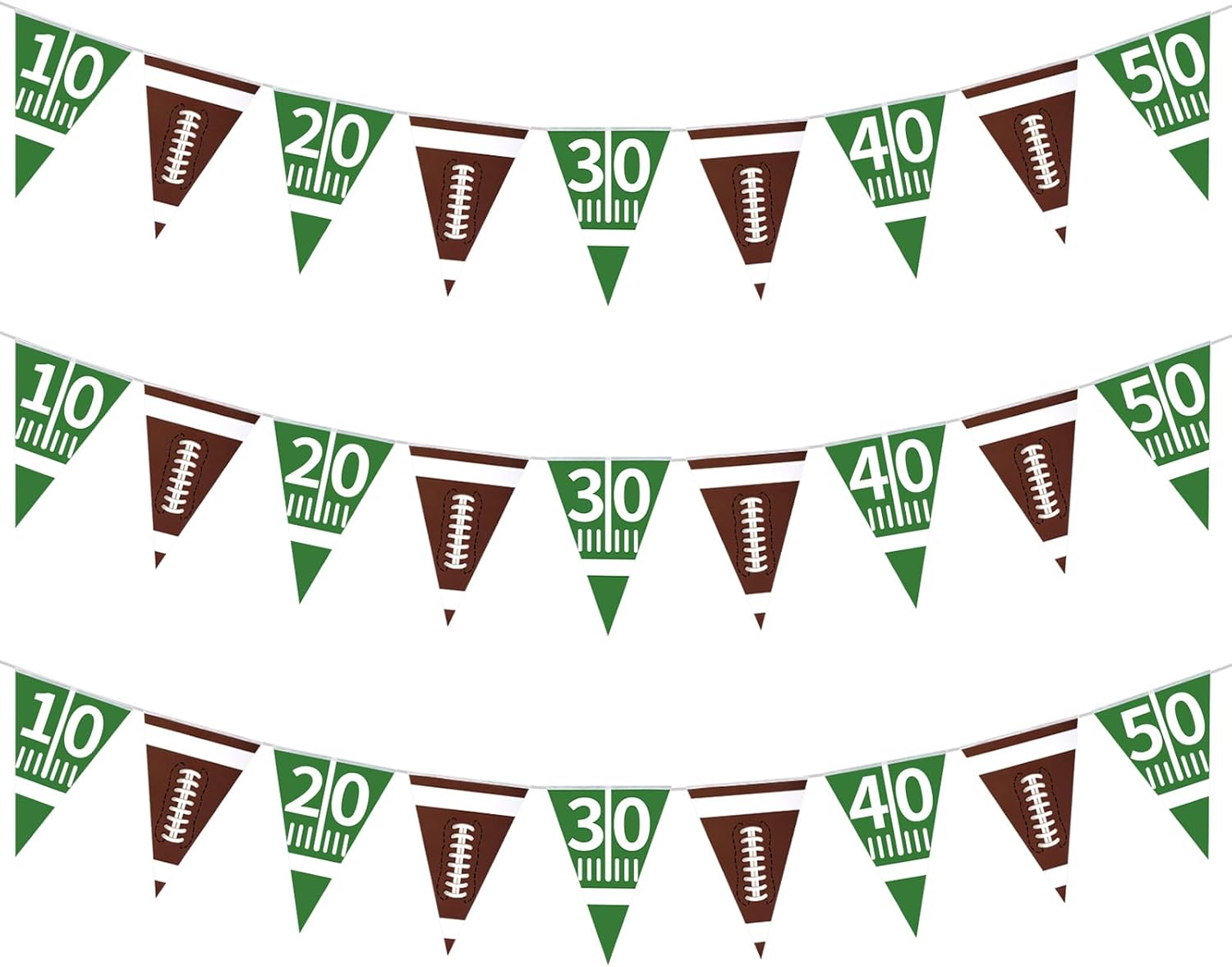 3 Pack Football Bunting Banner for Party Decorations