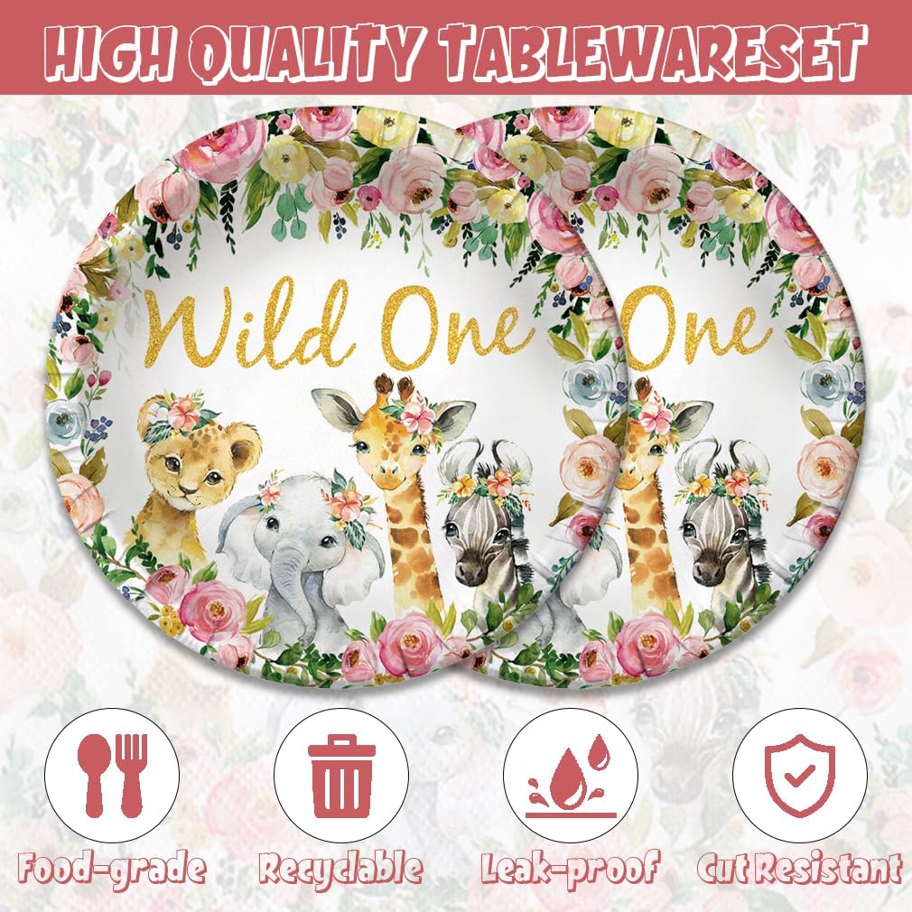 40PCS Wild One Animal Party Supplies Set