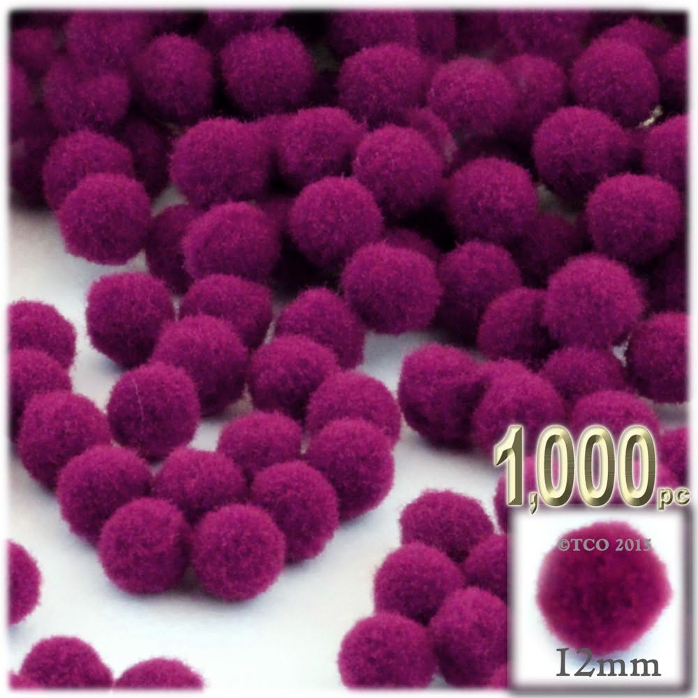 The Crafts Outlet 1000 Piece Pom Poms Purple 12mm