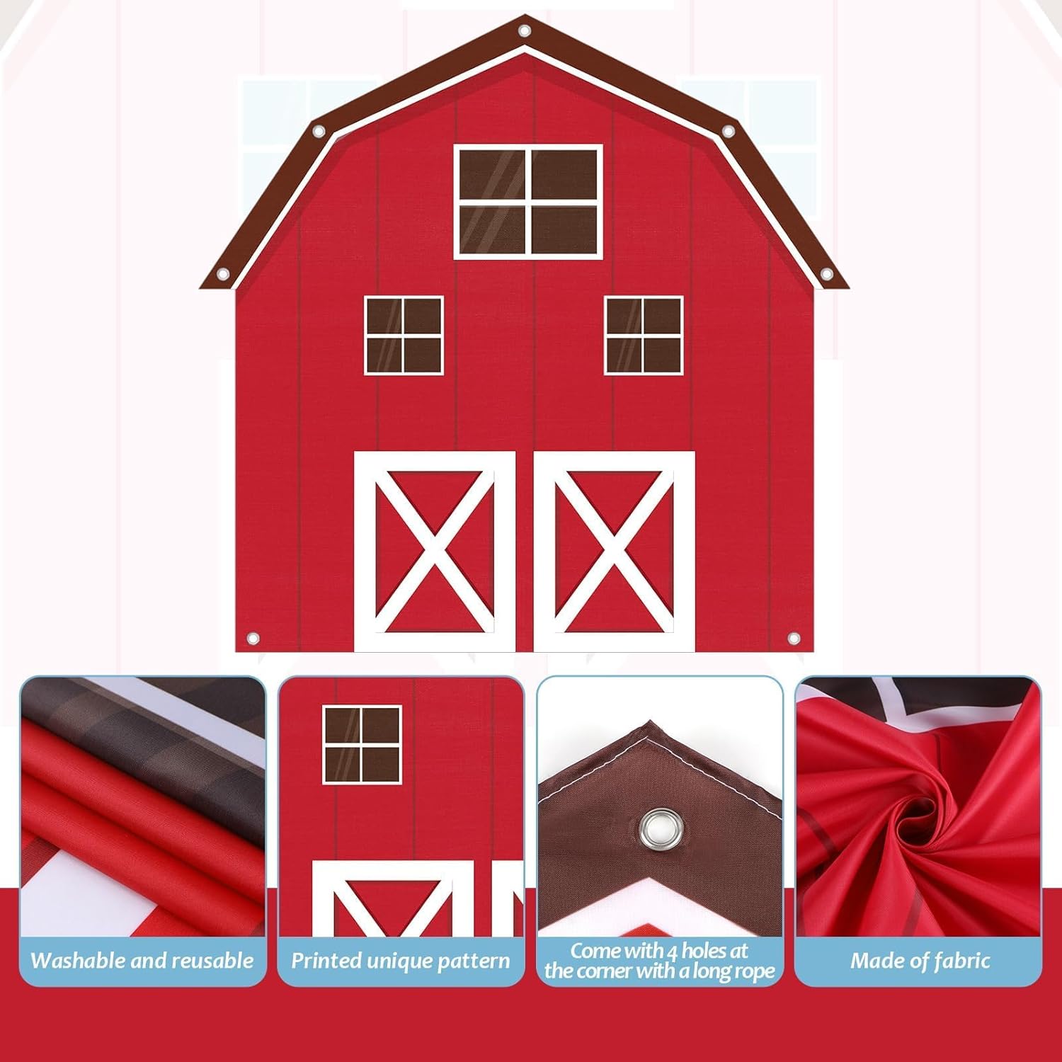 Farm Animals Party Decoration Set with Cow Balloons and Backdrop