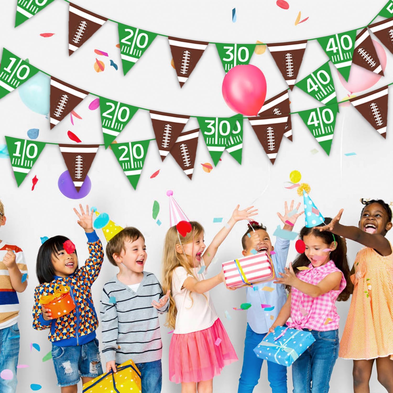 Oigco Football Party Decor Bunting Triangle Flags