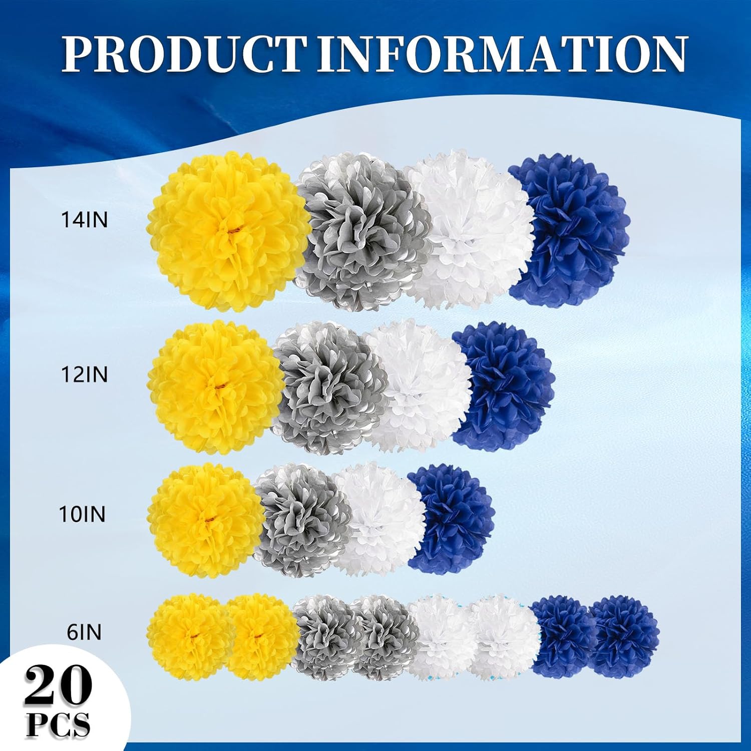 20PCS Tissue Paper Pom Poms for Party Decor