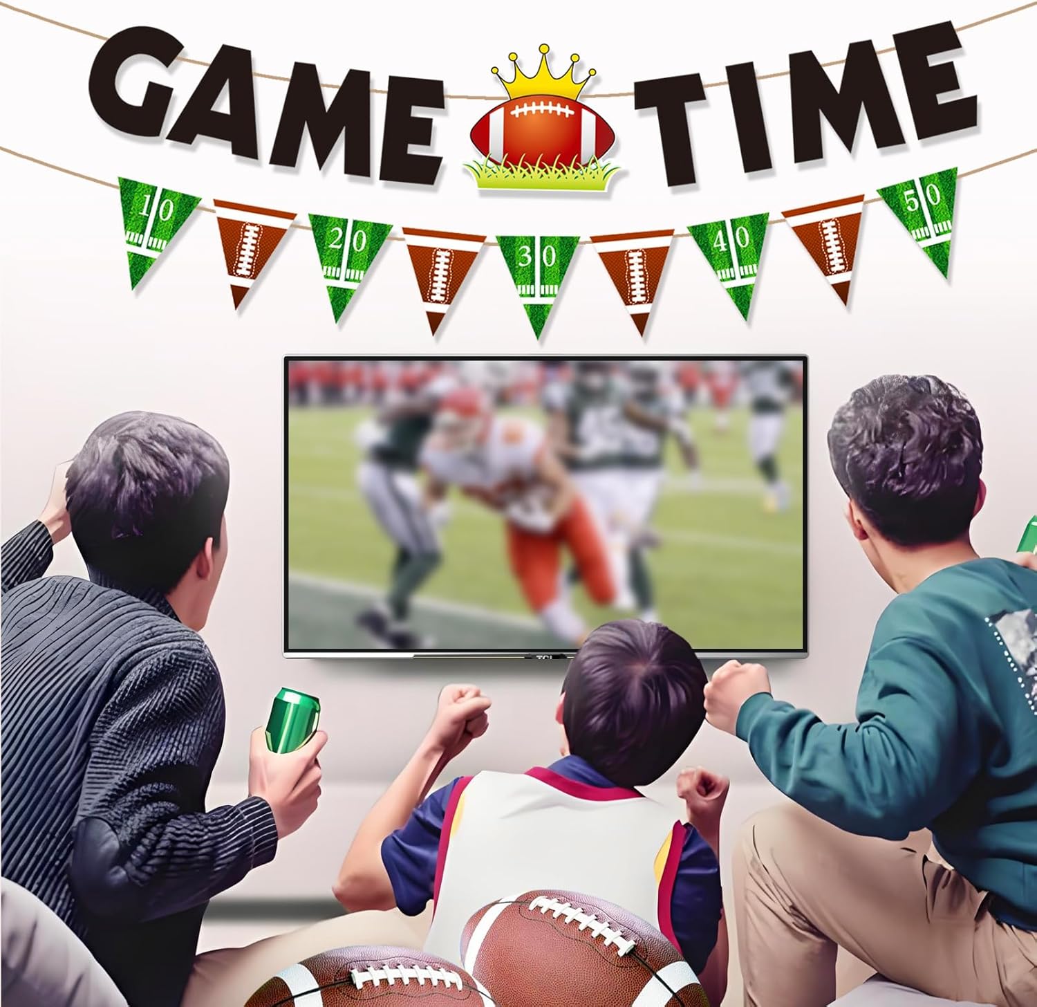 Game Time Football Banner for Fireplace Mantle