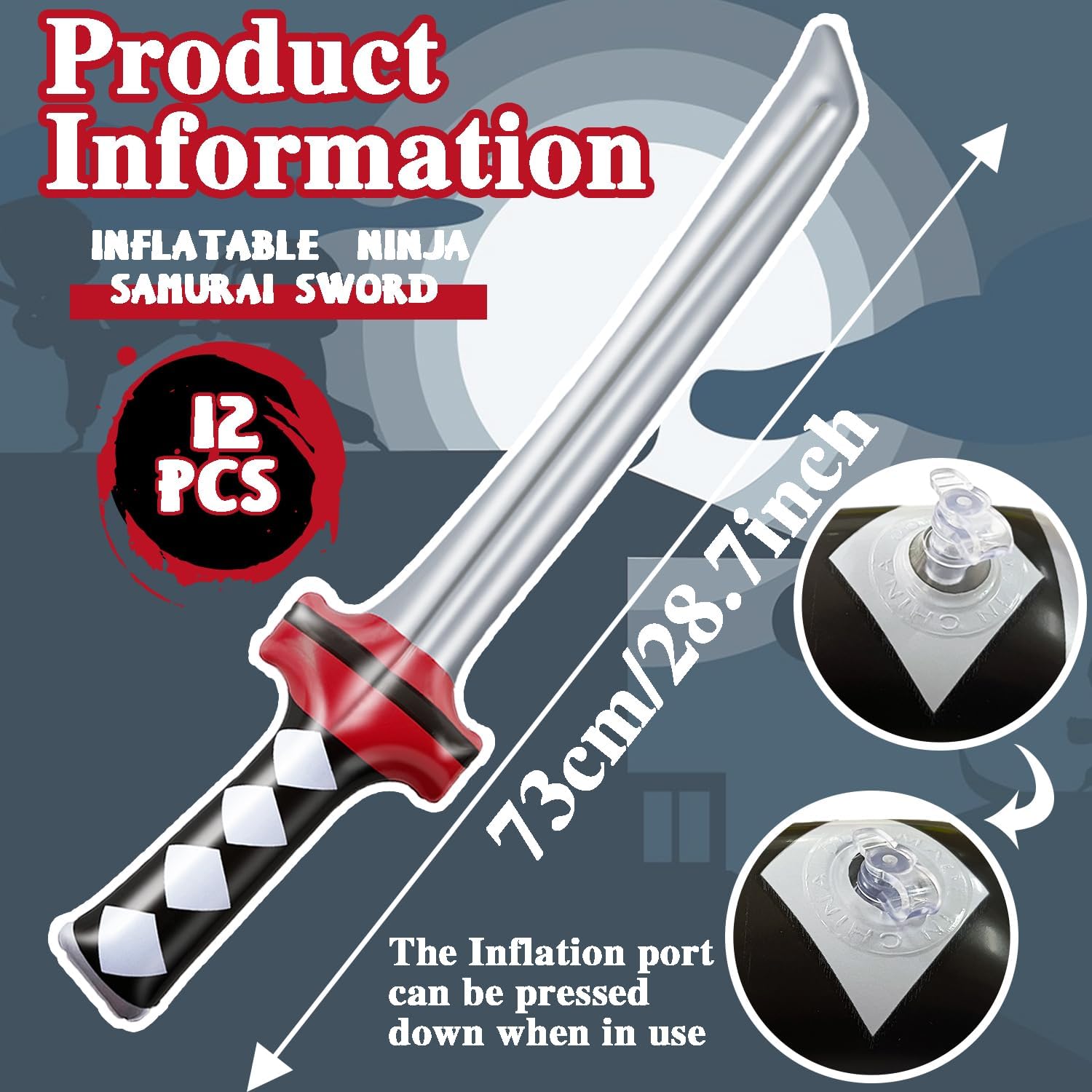 12 Pcs Inflatable Ninja Samurai Swords for Party Fun