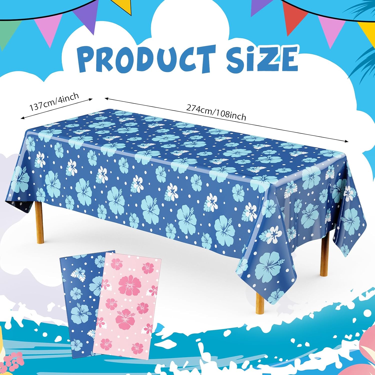 Oudain Hawaii Hibiscus Tablecloth Set