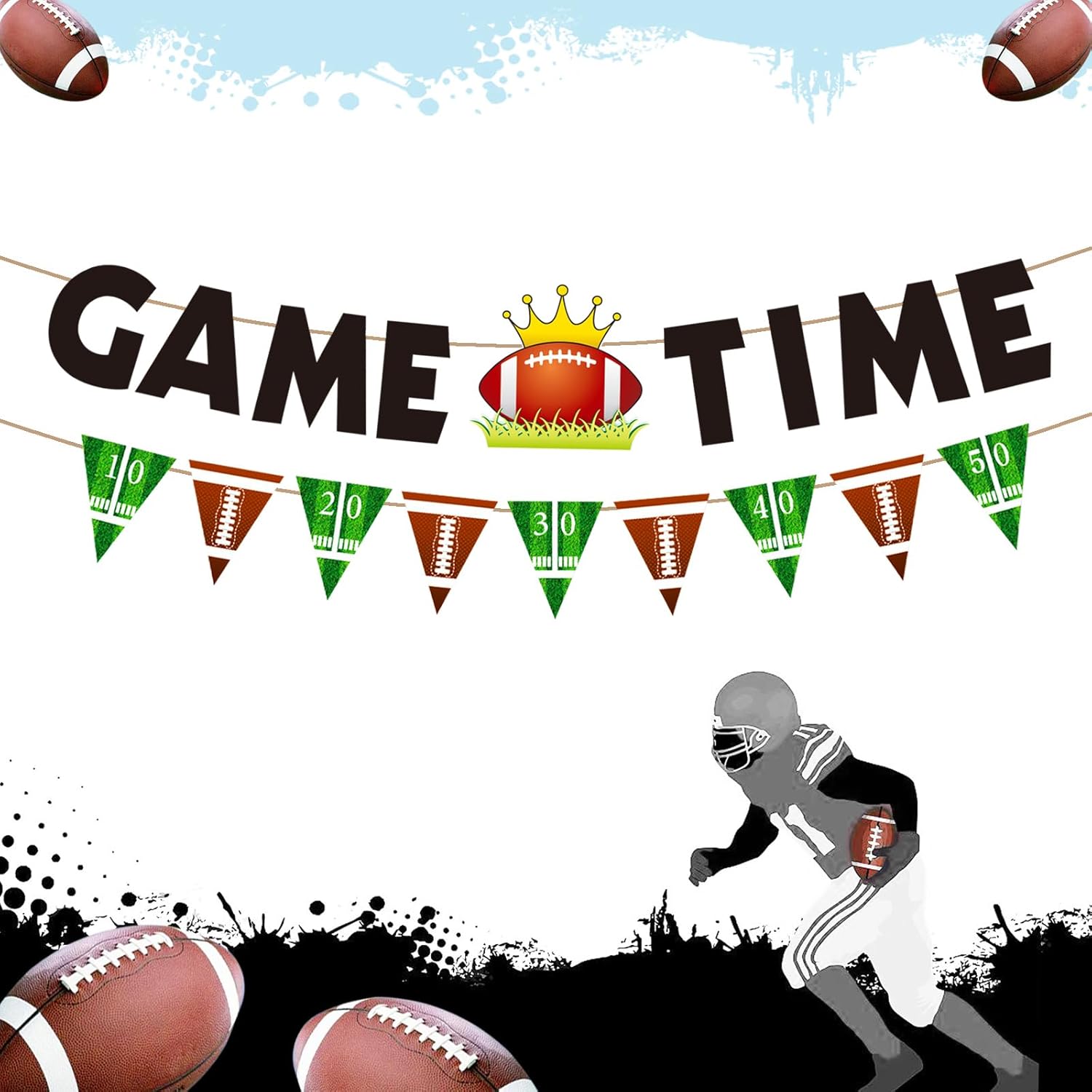 Game Time Football Banner for Fireplace Mantle