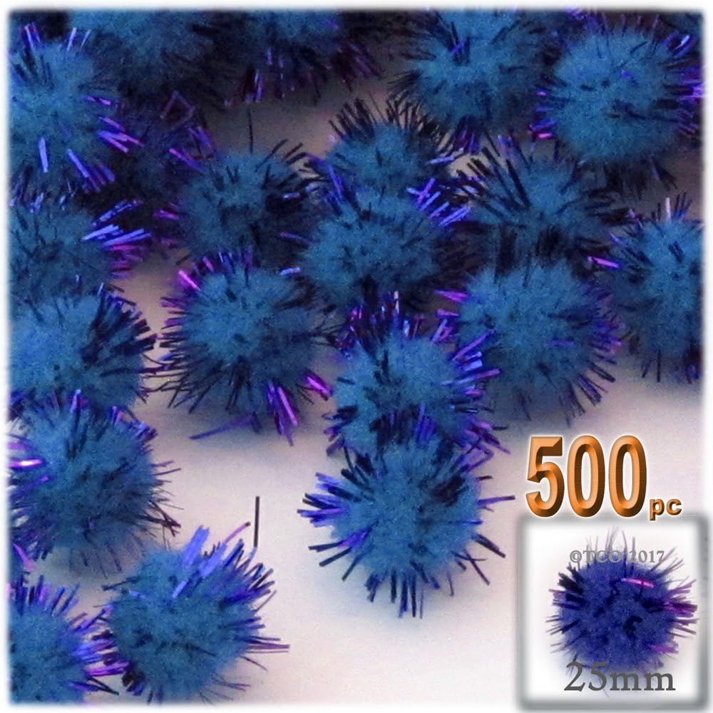 The Crafts Outlet Chenille Sparkly Pom Poms Orange 10-inch 500pc