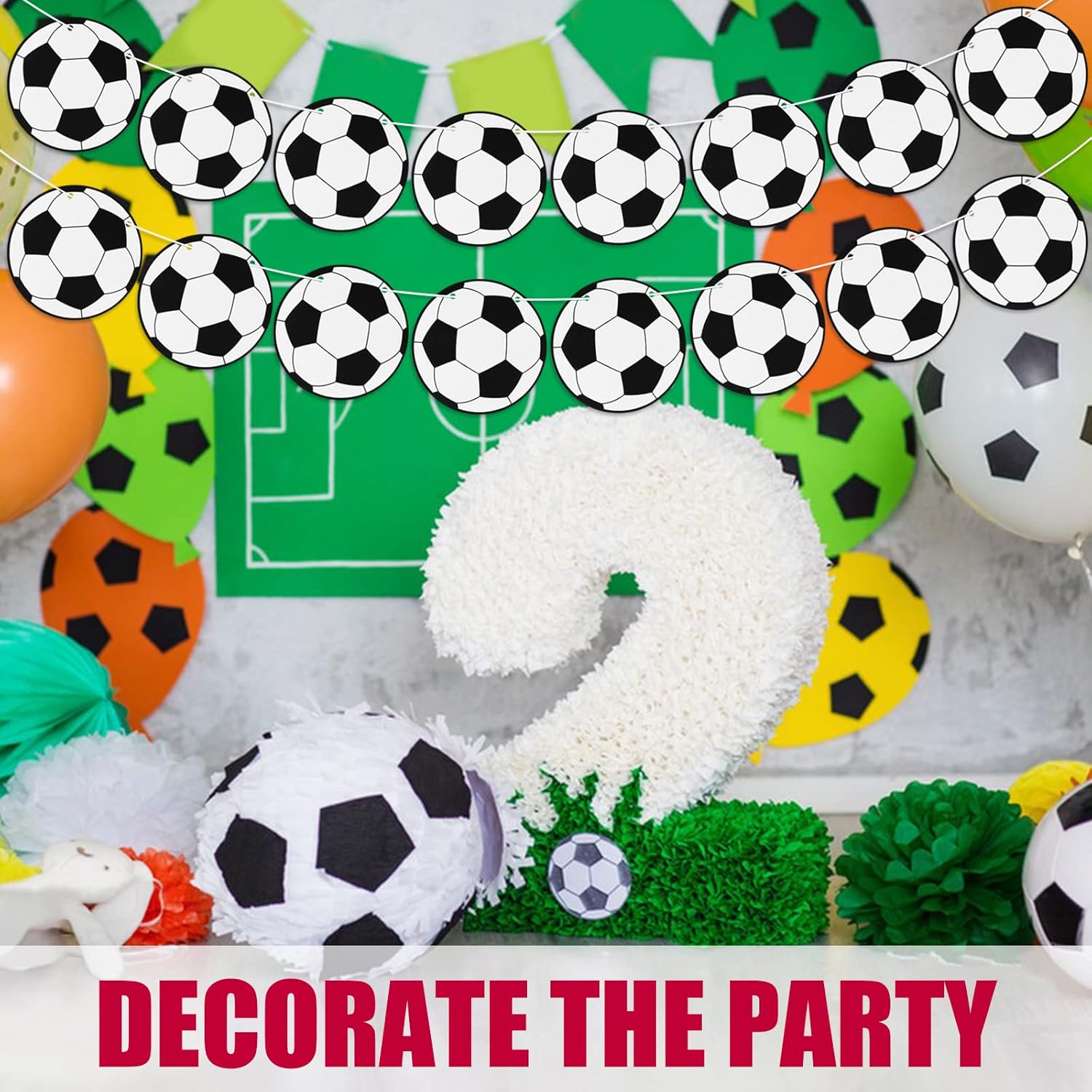 CABAX Soccer Party Decorations 2 Sets Football Banners Cards