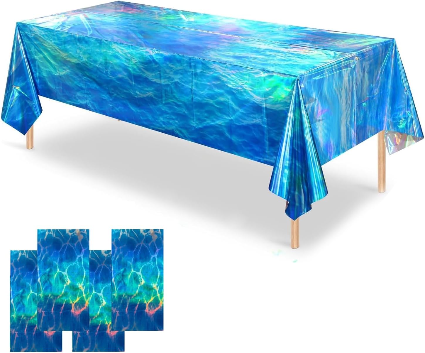 OQOQ Ocean Wave Iridescent Tablecloth 4 Pack 108x54 Inches